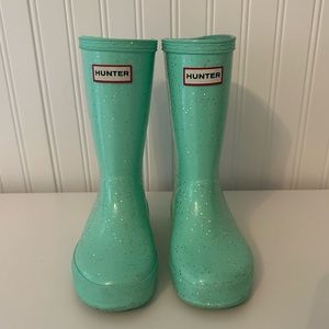 Hunter Kids Rain boot Size 11 US /10 UK Mint Green with Sparkle
